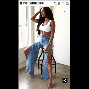 PLT Shape Vintage Wash Extreme Split Detail Jeans